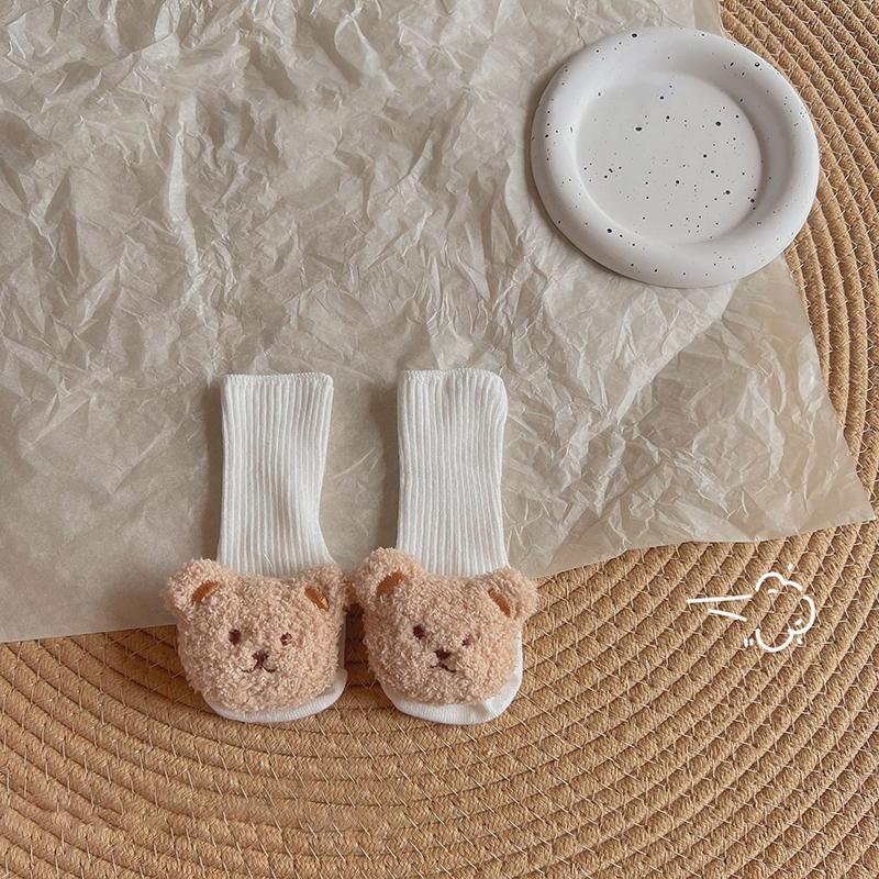Korean Cartoon Bear Baby Sock Cute Middle Tube Boys Girls Sock Soft Infant Toddler Sokken Solid Color Newborn Sox