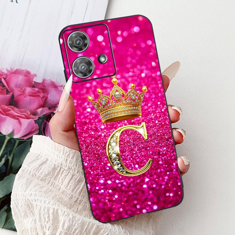 For Motorola Edge 40 Neo Case XT2307-1 Cute Crown Letters Cover Soft Silicone Phone Cases For Motorola Edge 40 Edge40 Neo Fundas