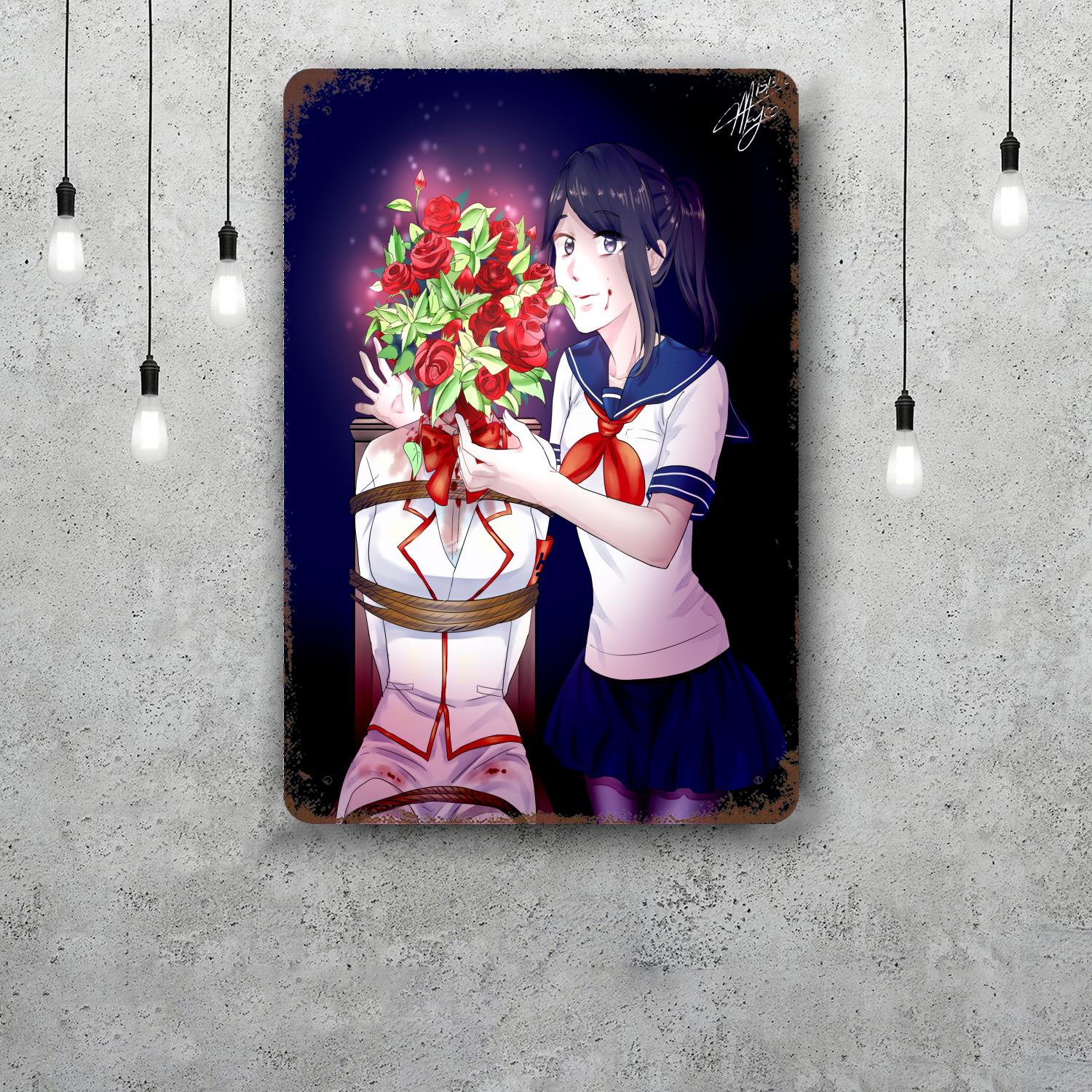 

yandere simulator Vintage Metal Tin Signs Posters Decor Retro Metal Plaque Wall Art Decor for Garage Bar 20x30cm（7.8x11.8inch）