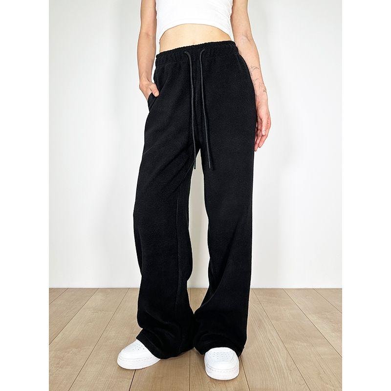 

Swagal Утепленные флисовые спортивные штаны с высокой посадкой и свободным кроем Black M