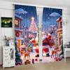 Set Of 2 Christmas Santa Claus Tree Pattern Printed Curtains Decorations Home Room Made Polyester