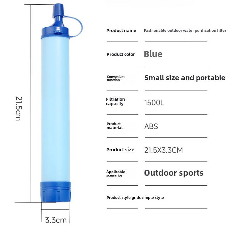 1500L Outdoor Personal Water Filter Portable Water Purifier Survival Straw Ultra-Light 0.01 Micron 4-Stage Filter System