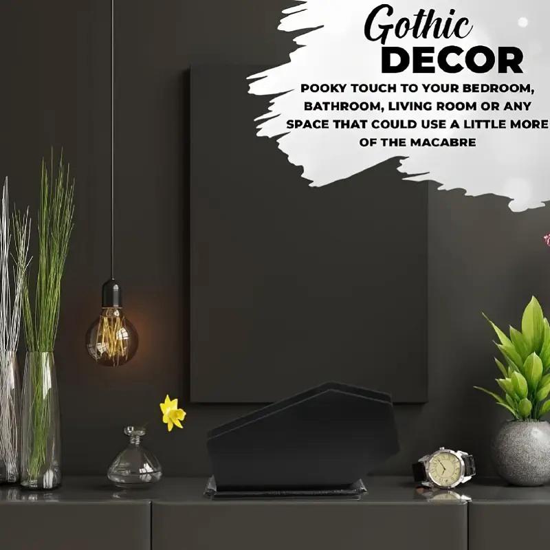 

Gothic Coffin-Shaped Makeup Brush Holder Wooden Black Storage Box Cosmetic Organizer Pen Holder Halloween Themed Decor чёрный