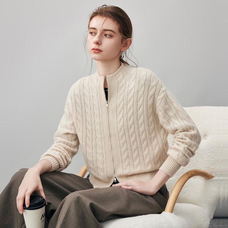 Comen Boca Women's 2025 Winter Cashmere Cable Knit Cardigan