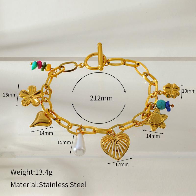 Titanstahl Gold Plated Blume Herz Armband Mode Schmuck Leichter Luxus Persönlichkeit Geschenk für Frauen