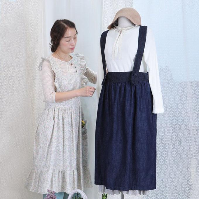 Seutailbaimiin Denim Slub Suspender Dress