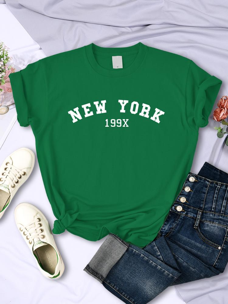 New York 199X tričko s motivem písmene - dámské módní značky s krátkým rukávem, ležérní pohodlné tričko, sportovní letní trička