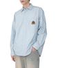 WEGO Blue Striped Oxford Emblem Long Sleeve Perfect for Fall and Size M Men's Shirt, Winter, Casual, Oversized, Gift,