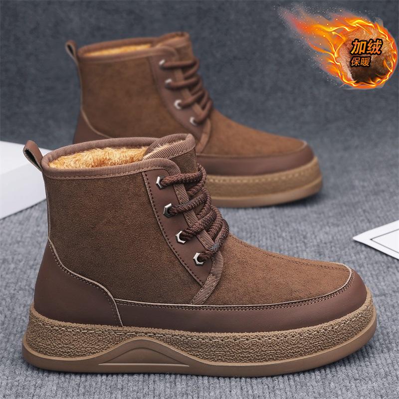 High-top Shoes Winter Velvet Thickened Warm Cotton Shoes Outdoor Waterproof and Non-slip Sports Thick Sole Heightening Martin Boots