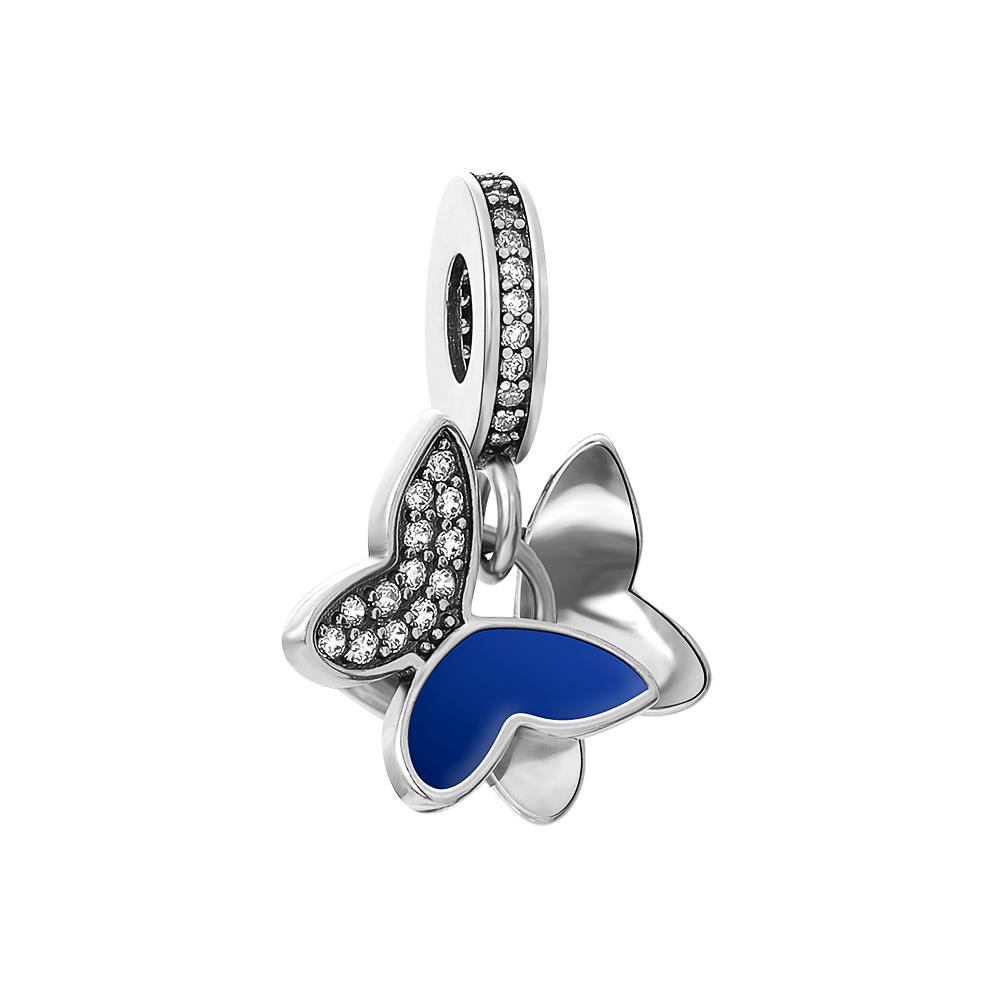 Spring Series Butterfly Pendant Clip Beads Earrings 925Silver Colored Inlaid Stone Fit Exquisite Bracelet Women DIY Jewelry Charm