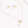 Pearl Ginkgo Biloba Necklace Women'S Light Luxury Premium Zircon Pendant Earrings Set
