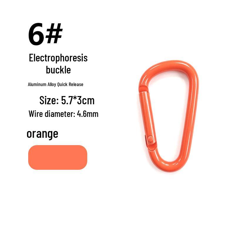 D-Shaped Aluminum Alloy Carabiner with All-Black Electrophoretic Finish (Sizes 4-8)