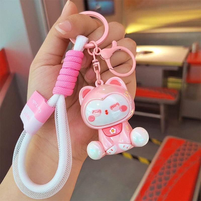 

Charming Electroplated Cat Keychain Resin Cartoon Accessory For Gifting Pink Cat