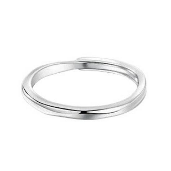 S999 Sterling Silver Geometric Adjustable Ring - Luxurious Open Band for Women