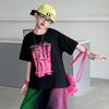 Girls' Summer 2026 Wide-Leg Pants & Loose T-shirt Set - Trendy Printed Design for Medium & Large Kids