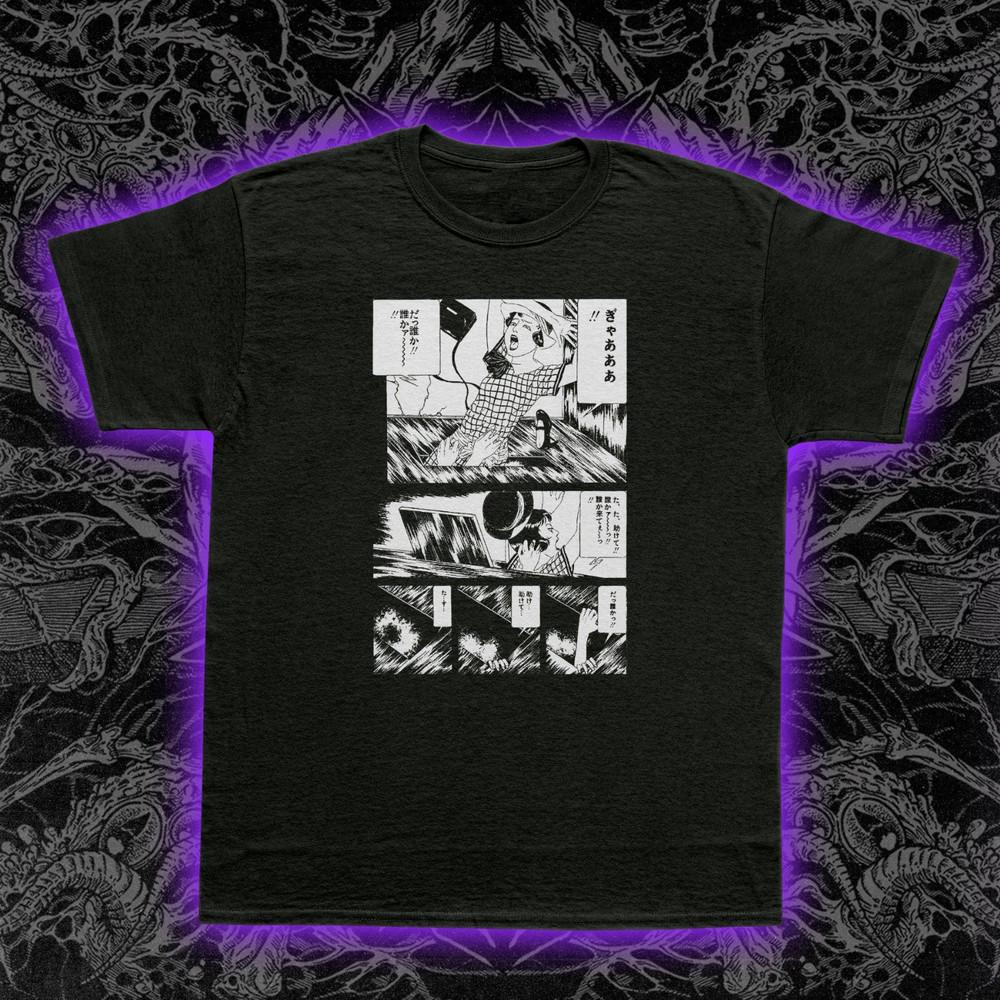 Anime Trap Door T-Shirt Retro Horror Cartoon Anime Mashup Graphic Tee Unisex