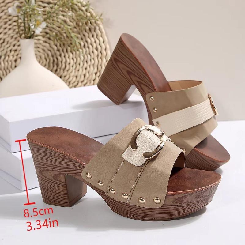 Large size thick high-heeled slippers women's summer Zhuotian TEUM style sandals slippers women