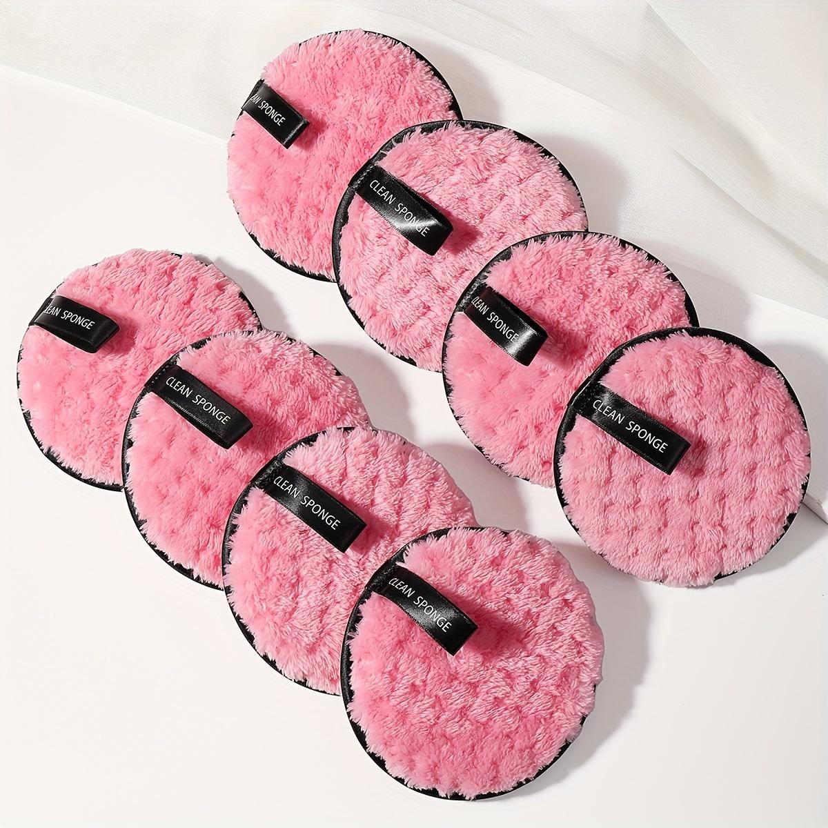 

8 шт. Засіб для зняття макіяжу з обличчя Ватні диски Круглі Багаторазові м’які очищувальні смужки Двостороння очищаюча губка для видалення макіяжу Губка для вмивання рожевий