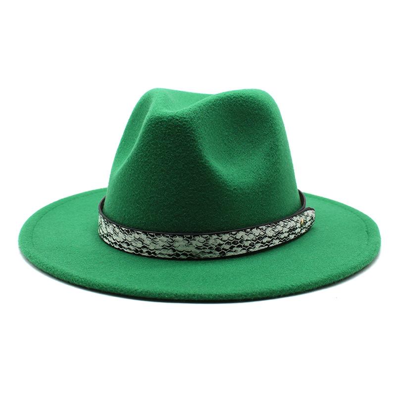 Seasonal White Big Eaves Hat Flat Edge Top Hat Men'S And Women'S Woolen Jazz Hat Lmn173