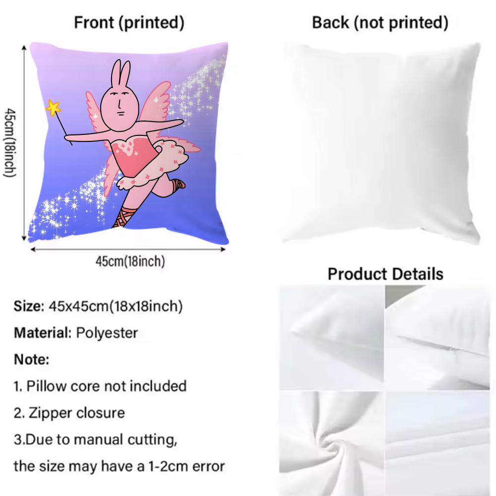 popular my friend rabbit Cushion Cover Comfortable Reversible Pillow Cover Ideal for Car Sofa Bedroom & Beyond