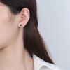 S925 Sterling Silver Korean Style Diamond Black Oval Epoxy Stud Earrings Simple Personalized All-Match Ear Rings