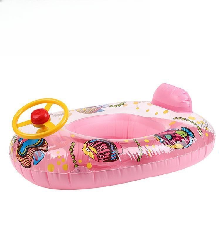 Baby Water Toys Swim Ring with Cartoon Animals Outdoor Pool Inflatable Seat Float Boat Water Play Games Accessories for Kids