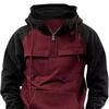 European-American Raglan Sleeve Half-Zip Men's Multi-Pocket Workwear Hoodie