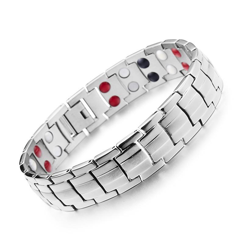 Stainless Steel Magnetic Double-Row Mens Bracelet Geometric Design Gift Office Professionals