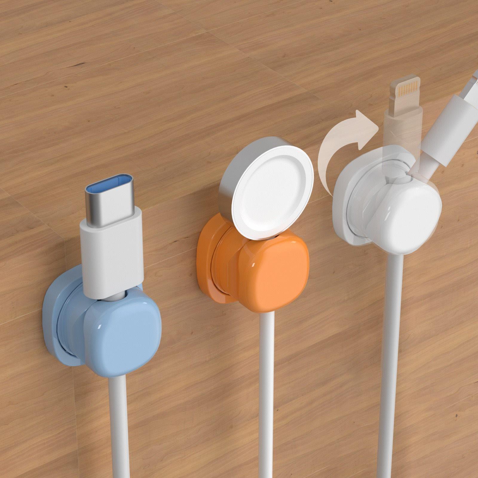 1pcs Rotating cable organizer, desktop data cable storage and organization, wire collection clip, spring fixed cable organizer