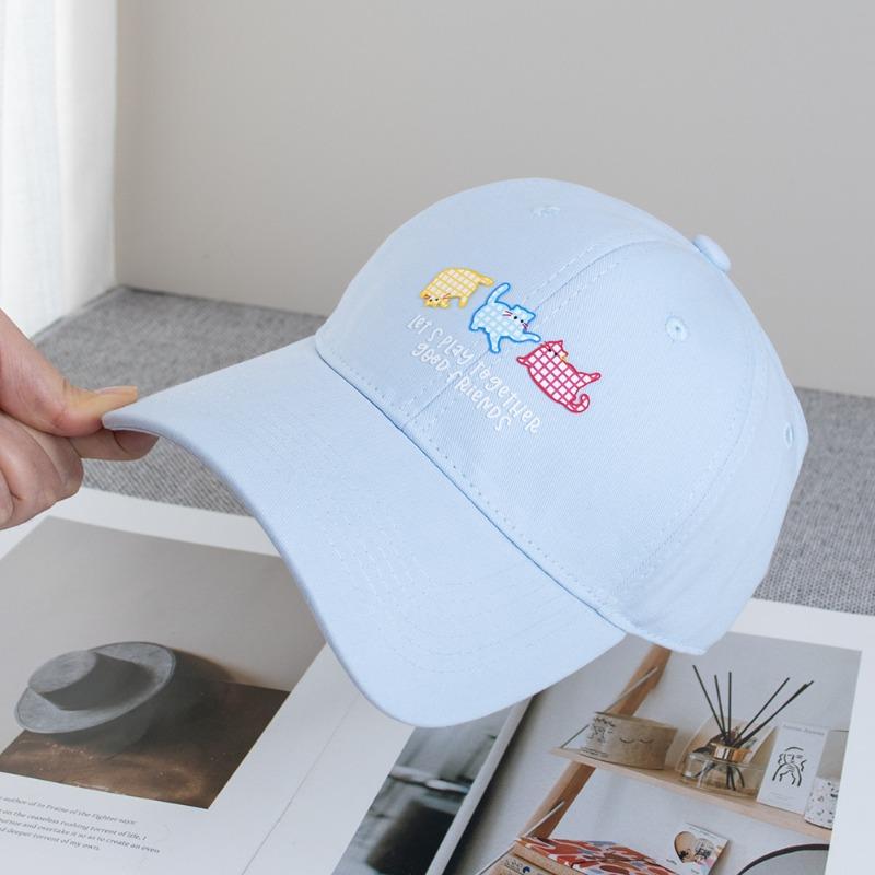 Cute Cartoon Cat Baseball Cap Women's Wide Brimmed Fashion Sun Shading Duckbill Capall Season Casual Hats