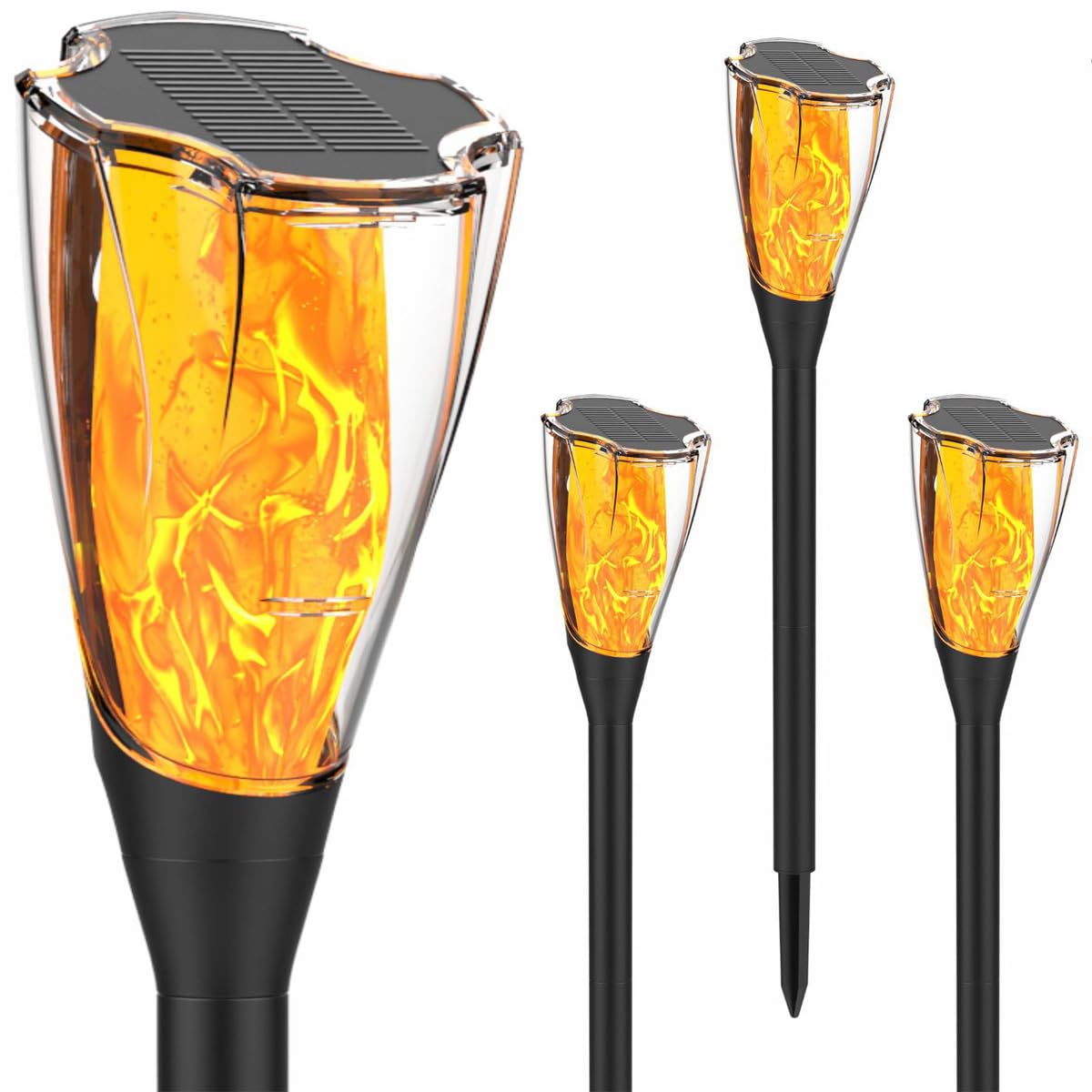 

LITNOFAY Solar Garden Warm Flickering Flame Solar Light with Torch Monocrystalline Solar Indirect Lighting of Light, Outdoor, Waterproof, Torch,