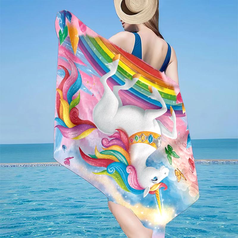 Unicorn In Enchanted Garden Beach Towel, Super Soft Microfiber, Gift for Her/Him, Birthday, for Pool, Beach, Travel, Home Decor Fan gifts