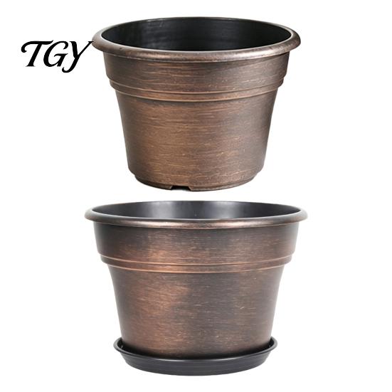 Lightweight Durable Plant Holders Retro Flower Pot with Saucer, Bronze Finish Drainage Holes, Pots Saucers Breathable Thickened Plastic Planter