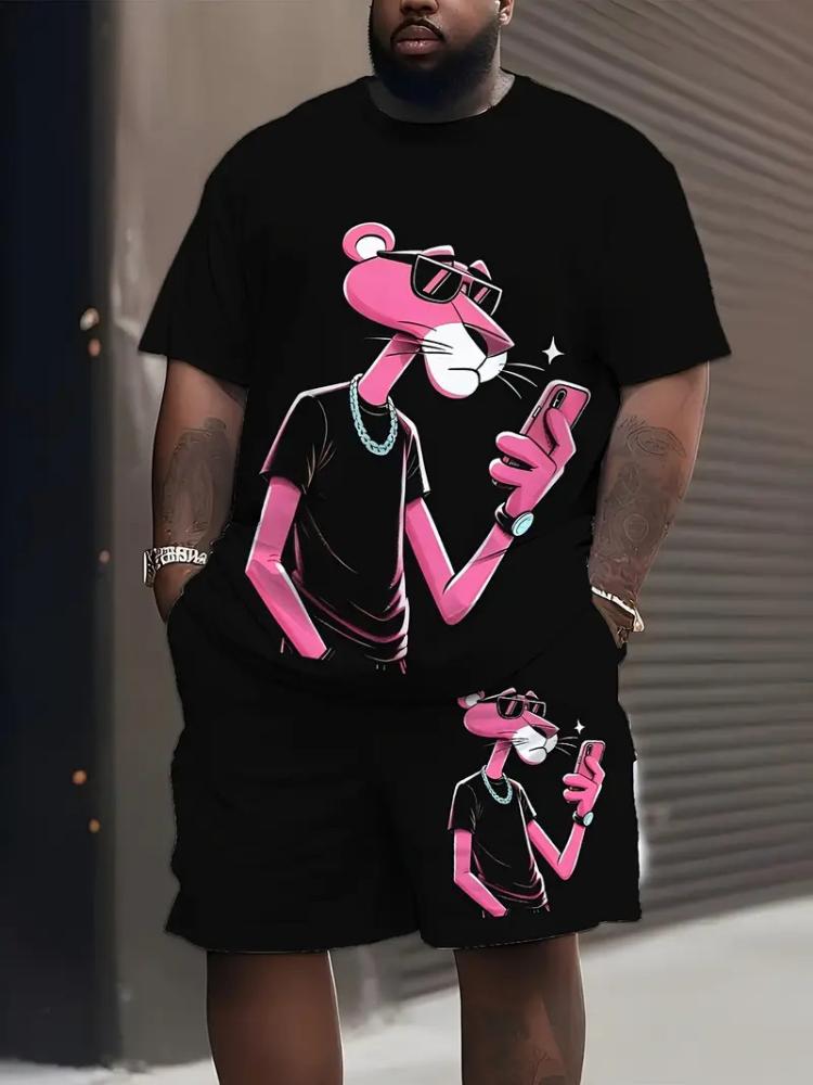 

Men s Casual Short Sleeve T-Shirt & Shorts Set, Faith/Vacation/Falafel Print, Multi-Color Matching Outfits 6XL