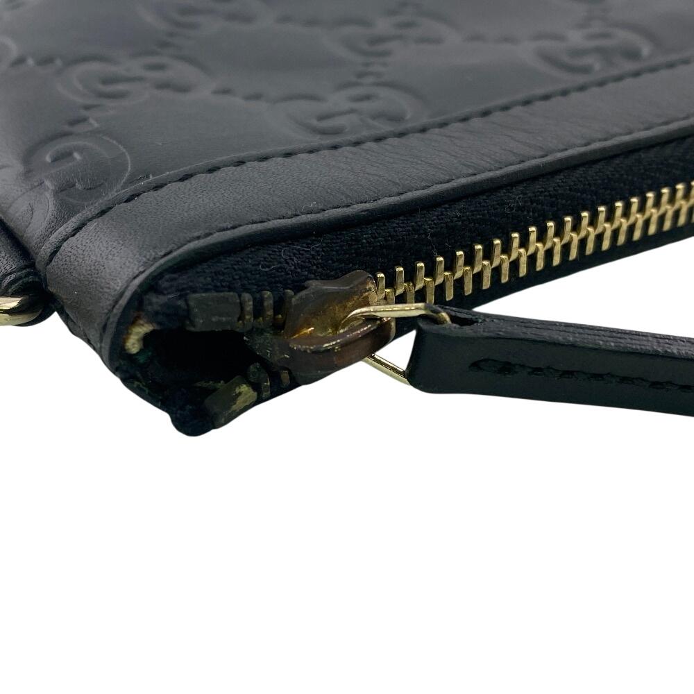 Gucci 146570 Gucci Sima Leather Coin Case Black Leather Used