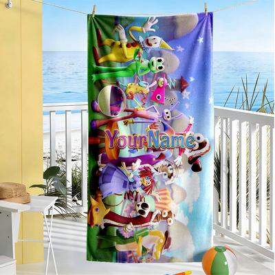 Digital Circus Personalized Text Beach Towel Super Soft Microfiber Quickdry Fabric Perfect for Traveling Yoga Camping and Swimming
