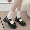 Round head single shoes women's 2025 new autumn and winter word with skirt platform jk French Mary Jane bow small leather shoes