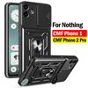 Armor Holder Funda for Nothing CMF Phone 1 / CMF Phone 2 Pro Case Slide Camera Protection Ring Stand Shockproof Back Cover Capa