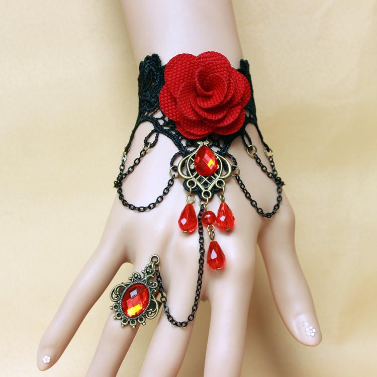 2026 New Model Gothic Steampunk Lace Cuff Fingerless Glove Arm Warmer Bracelet Black Halloween Accessories