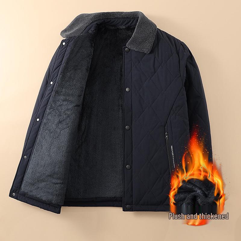 Grandpa's Warm Cotton-Padded Winter Coat - Fleece-Lined Jacket for Middle-Aged & Elderly Men