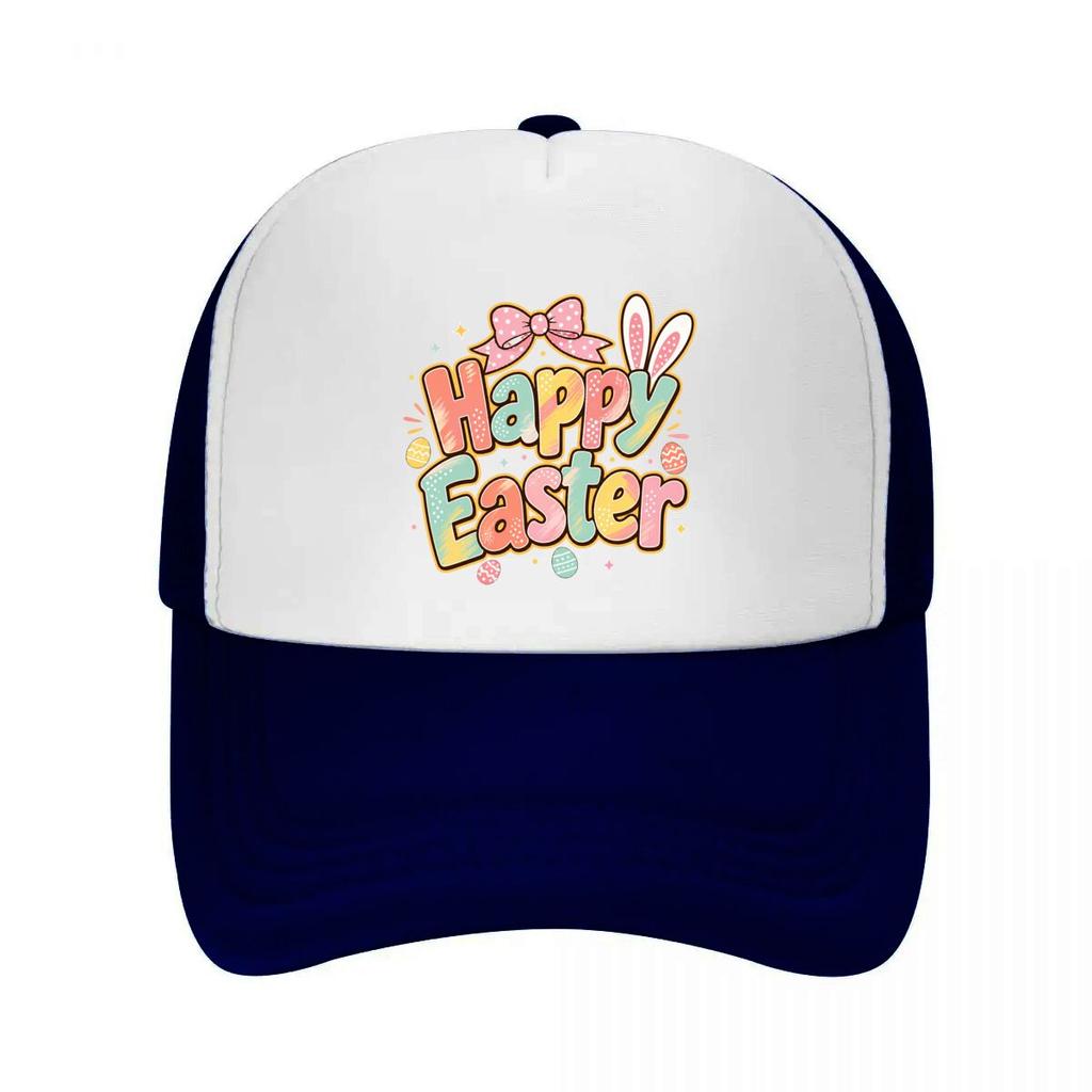 Pastel Bunny Lettering Spring Celebr Mesh Baseball Cap Casual Hat Outdoor For Womens Unisex FeUnisex