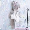 Graue Highlights Rosa Lange Lockige Synthetikperücke Weiblich Punk-Stil Lolita Gerader Pony Langes Lockiges Haar Cosplay Party Perücke