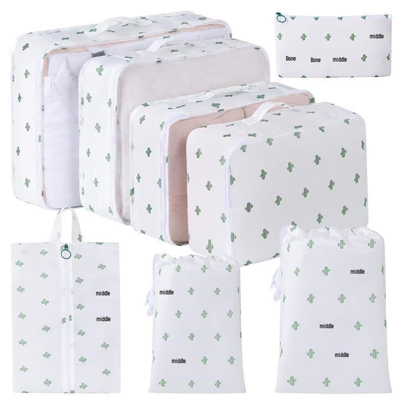 Eight-Piece Waterproof Travel Storage Bag Set for Business Trips - Large Capacity