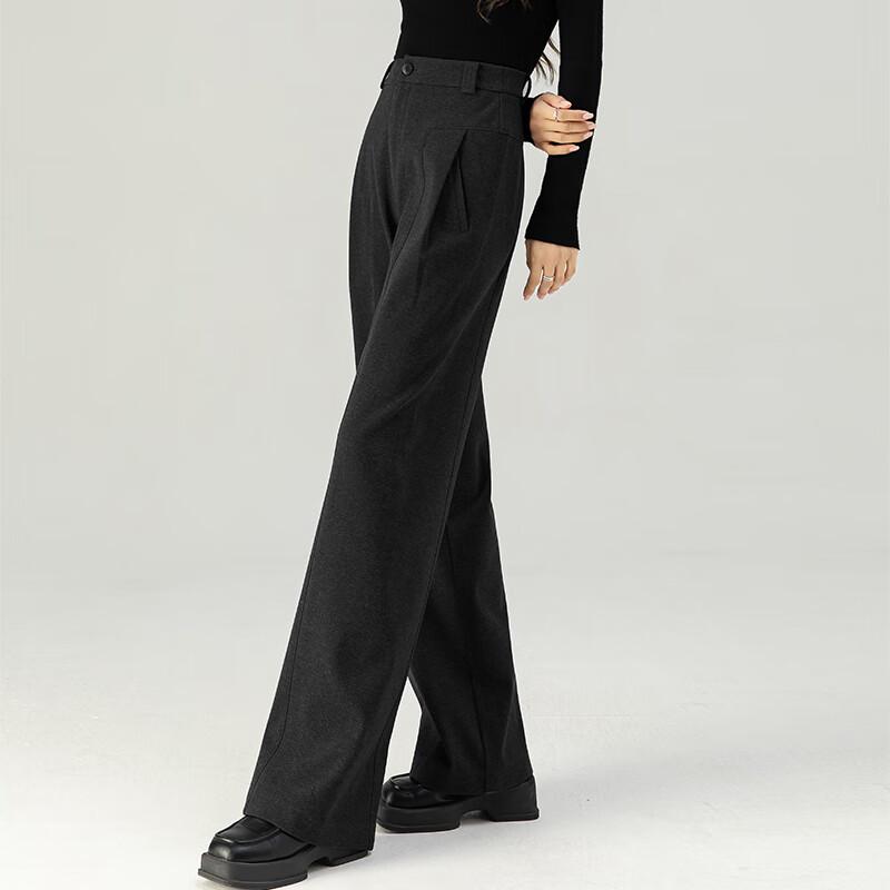 Women's High-Waisted Wide-Leg Woolen Winter Trousers