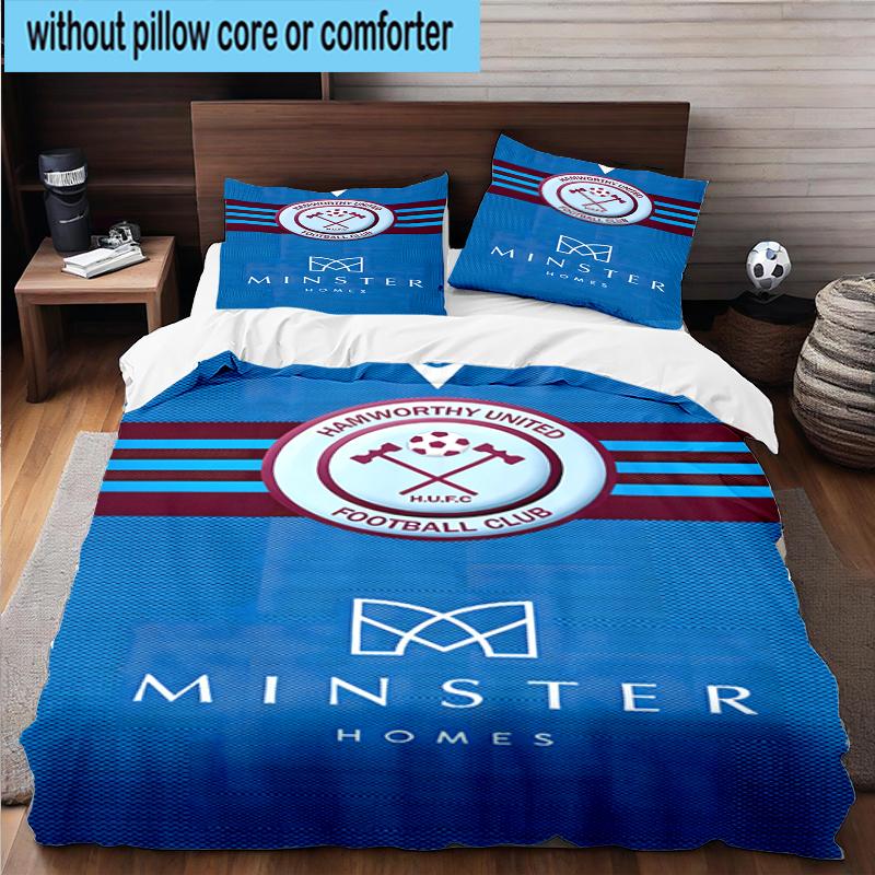 3PCS Football Club Ham-worthy Homes Bedding Set,Including 1pc Duvet Cover And 2pcs Pillowcases Perfect for Bedroom, Dormitory, Fan Christmas Gift