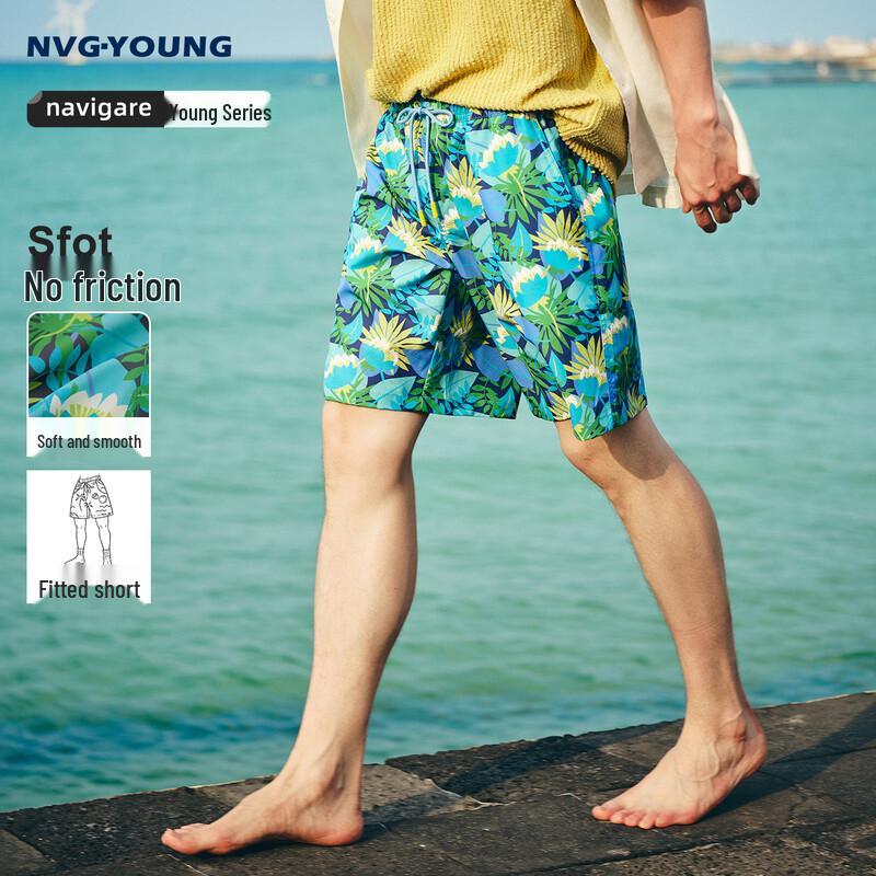 NVG·YOUNG Men s Floral Sailboat Print Beach Shorts XL