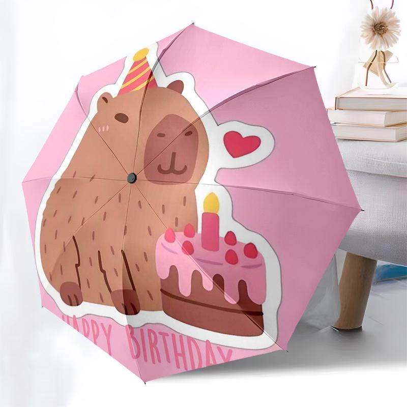 Capybara Themed Travel Umbrella-8 Ribs Automatic Opening and Closing, Portable Folding Design, Compact and Stylish Umbrella Suitable for Out
