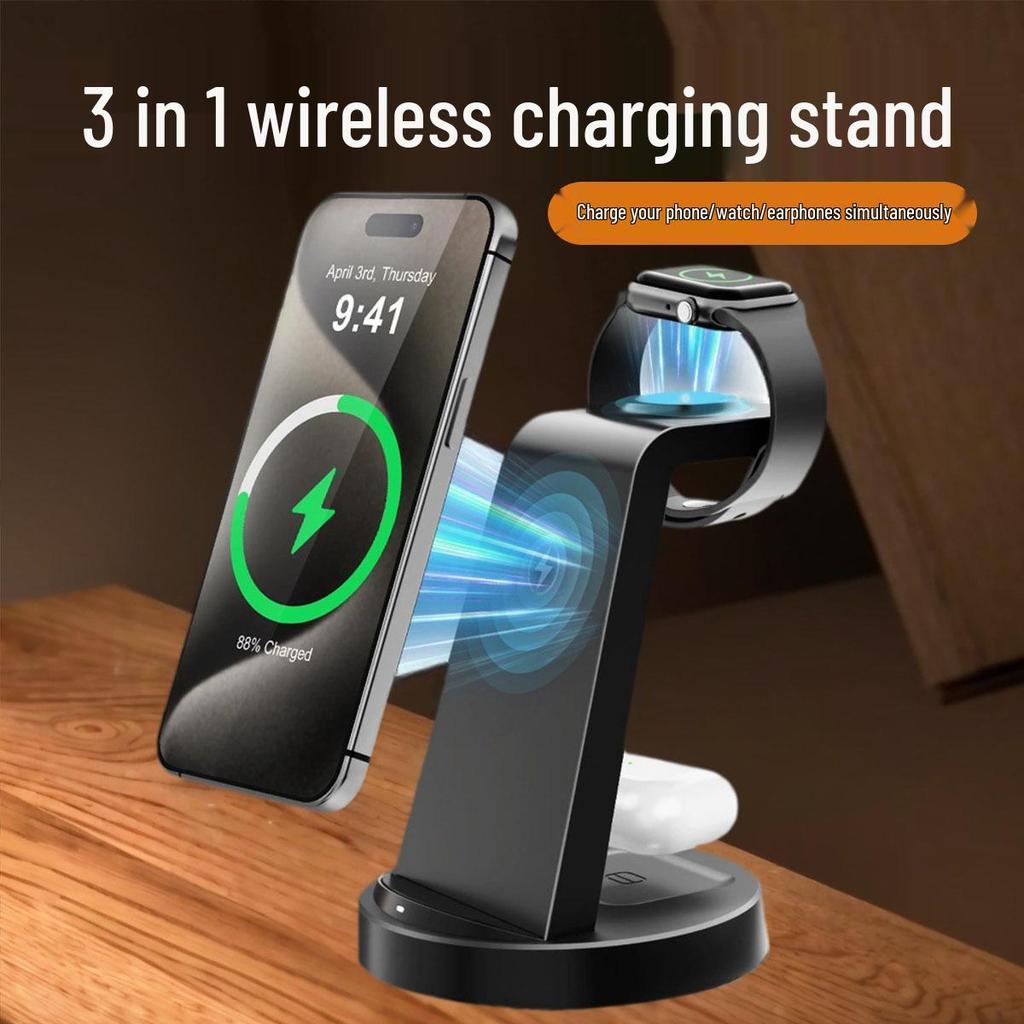 3-in-1 Wireless Charging Station for Apple, Huawei, Xiaomi Devices, Watches, and Earphones