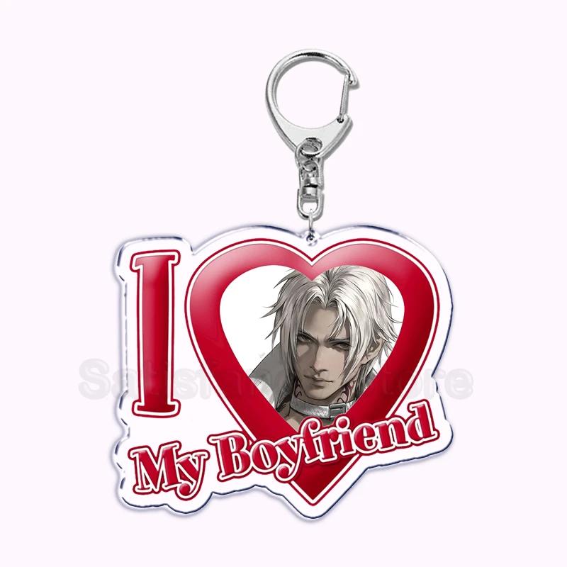 Pfp Sephiroth Acrylic KeyChain Pendant Key Ring I Love My Boyfriend Girlfriend Pink Heart Keyring for Bag Pendant Jewelry Gifts