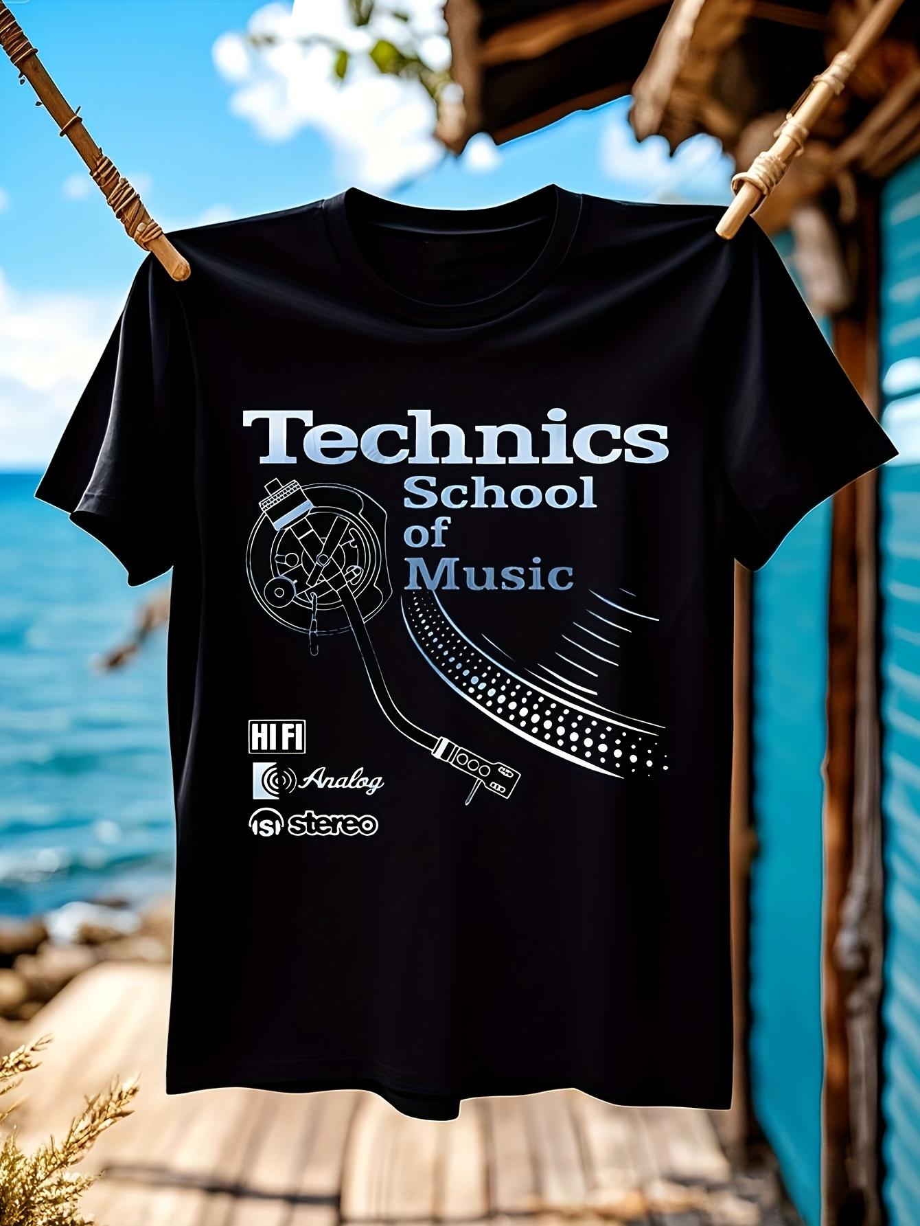 Technics Music School Blueprint Black Cotton Tshirt XL
